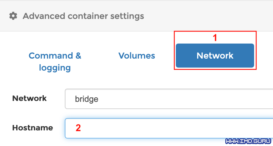 hostname del contenedor