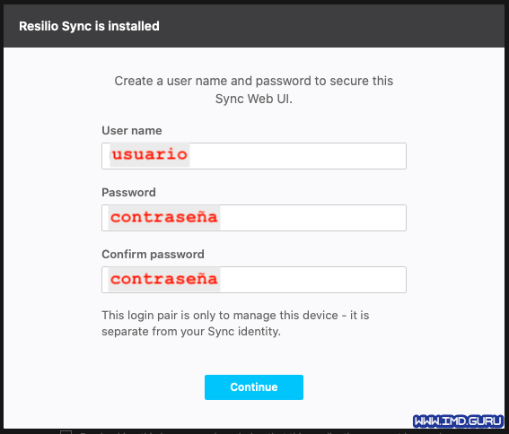 crear usuario de Resilio Sync