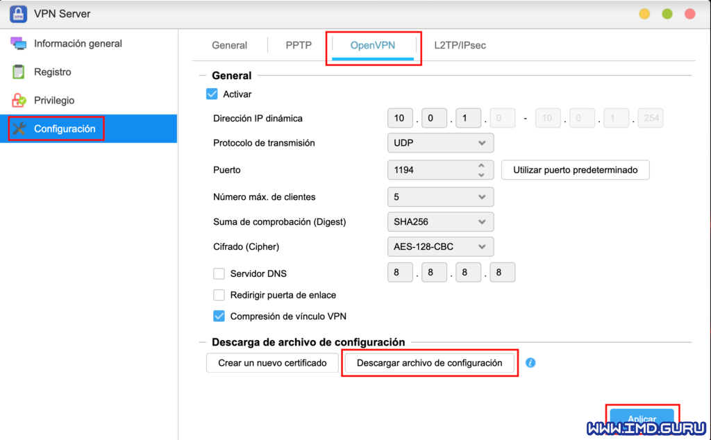 Configuración de OpenVPN