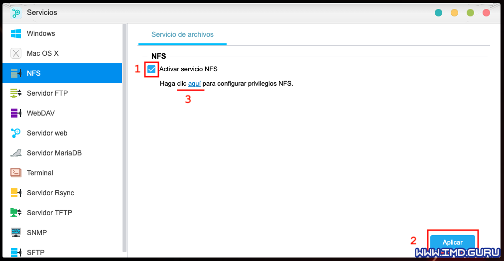 activar servicio NFS